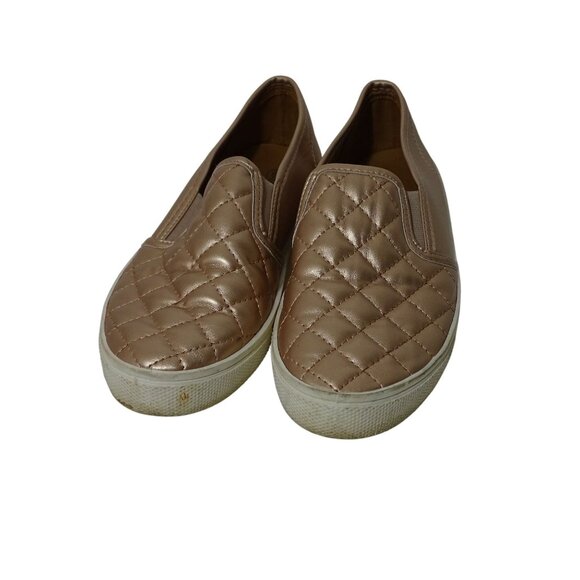 Weeboo Quilted Rose Gold Slip On Sneakers Loafer Women Size 9 Faux leather FLAW - Picture 3 of 15